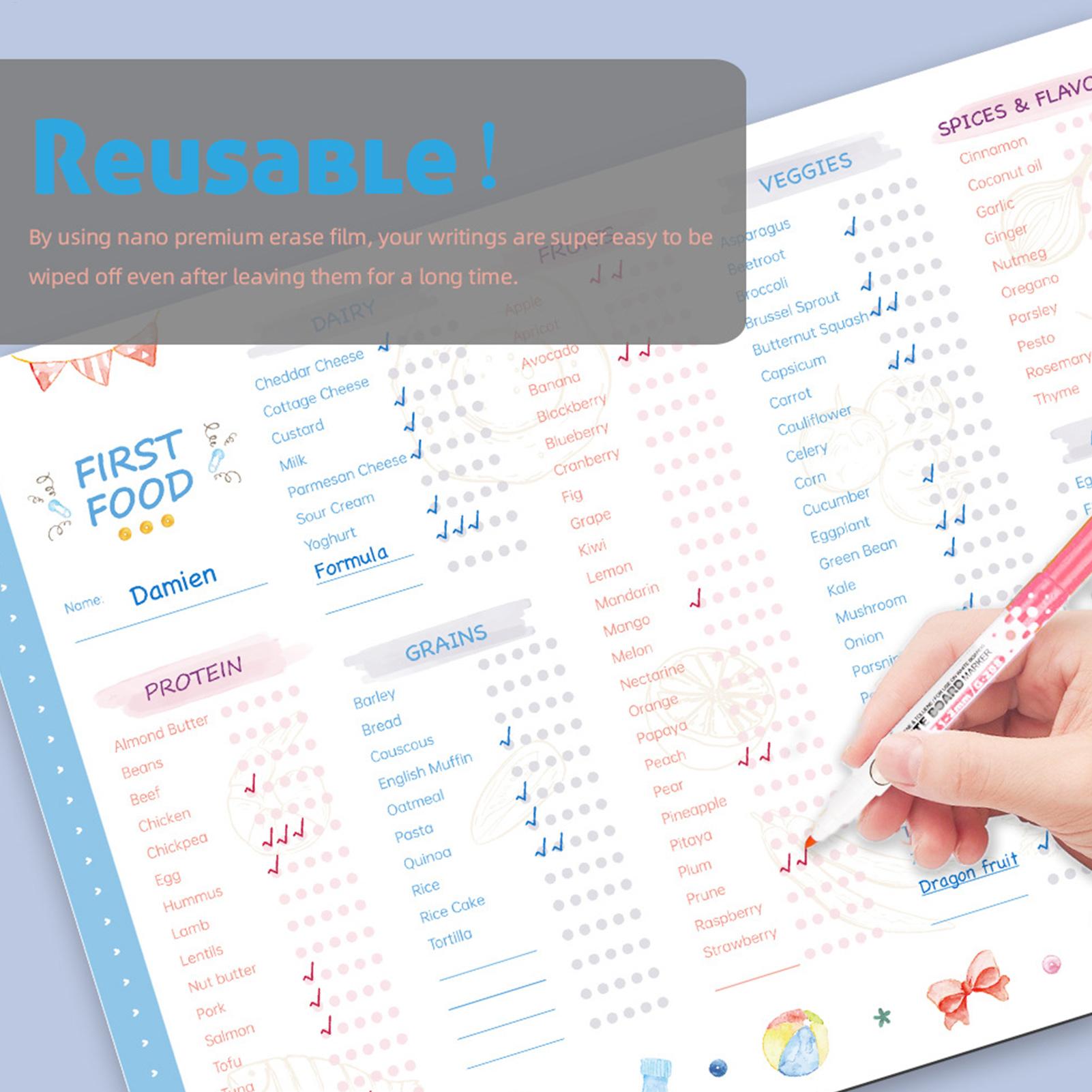 Baby Food Menu - Lista Magnetica Riutilizzabile per Alimenti per