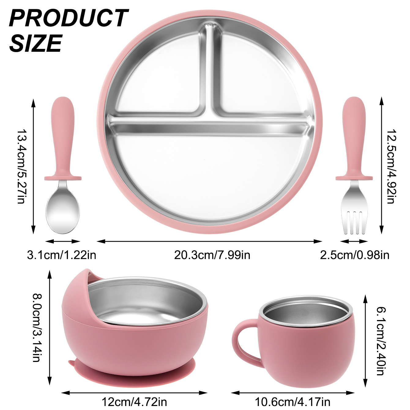 5 pezzi piatti in acciaio inos - Baby Food Menu recensione e prezzo